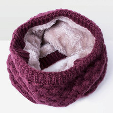 Winter Plus Velvet Thicken Warm Pullover Knit Scarf, Size:47 x 22cm(Wine Red)