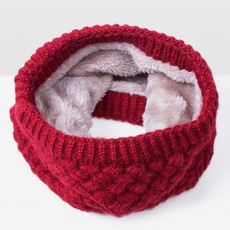 Winter Plus Velvet Thicken Warm Pullover Knit Scarf, Size:47 x 22cm(Dark Red)