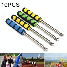 10 PCS 1.2M 6 Knots Multi-function Telescopic Stainless Steel Sponge Teaching Stick Guide Flagpole Signal Flag, Random Color Delivery