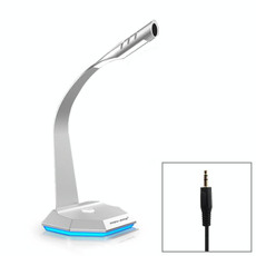 K3 Desktop Metal Base Omnidirectional 3.5mm Plug Wired Mic Condenser Microphone, Compatible with PC / Mac for Live Broadcast, Show, KTV, etc(Silver)
