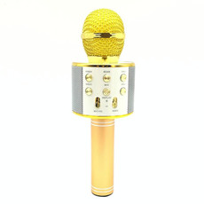 WS-858 Metal High Sound Quality Handheld KTV Karaoke Recording Bluetooth Wireless Microphone, for Notebook, PC, Speaker, Headphone, iPad, iPhone, Galaxy, Huawei, Xiaomi, LG, HTC and Other Smart Phones(Gold)
