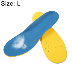 1 Pair PU Breathable Soft Sports Shock-absorbing Insole Sweat-absorbent Foot Pad Elastic Shoe Insert, Size: L(8-12 Yards)(Blue) 1 Pair PU Breathable Soft Sports Shock-absorbing Insole Sweat-absorbent Foot Pad Elastic Shoe Insert, Size: L(8-12 Yards)(Blue)