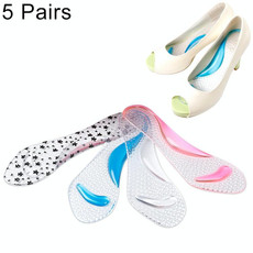 5 Pair Women Silicone Gel Massage Arch Support Insoles Orthotic Flatfoot Prevent Foot Cocoon High Heels Shoes Pad ,Random Color Delivery