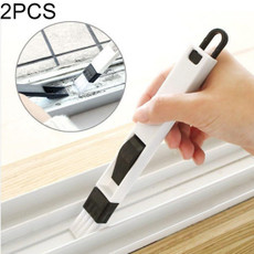 2 PCS Multipurpose 2-in-1 Detachable Window Door Track Groove Corner Keyboard Slot Cleaning Brush with Dustpan, Random Color Delivery