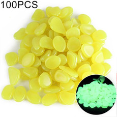 100 PCS Glow in The Dark Garden Pebbles for Walkways & Decoration and Plants Luminous Stones(Yellow)