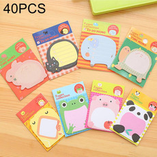 40 PCS Cartoon Animal Shaped Self Adhesive Memo Pad N-times Sticky Notes Bookmark School Office Supply, Random Style Delivery