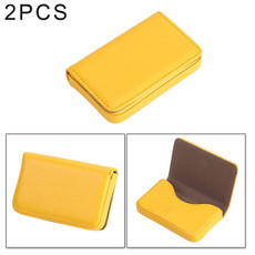 2 PCS Premium PU Leather Business Name Card Case with Magnetic Closure , Size: 10*6.5*1.7cm(Yellow)