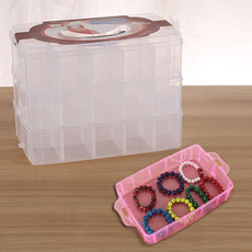 Large Storage Box Three Layer Large 36 Slots Plastic Craft Accessories Beards Jewelry Storage Box Container Home Organizer(Transparent)
