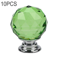10 PCS 30mm K9 Plated Transparent Glass Crystal Spherical Single Hole Drawer Handle(Green)
