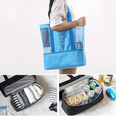 Portable Double Layer Mesh Sport Duffel Beach Picnic Shoulder Storage Bag Handbag(Blue) Portable Double Layer Mesh Sport Duffel Beach Picnic Shoulder Storage Bag Handbag(Blue)