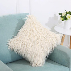 Velvet Long Plush Pillow Cover Popular Square Furry Cover Home Bed Room Decoration Pillowcase, Size: 45 x 45cm(Beige)
