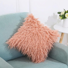 Velvet Long Plush Pillow Cover Popular Square Furry Cover Home Bed Room Decoration Pillowcase, Size: 45 x 45cm(Pink)
