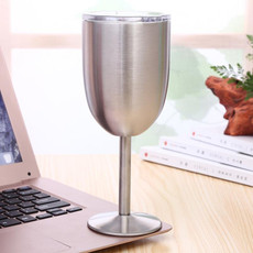 New Fashion Stainless Steel Vacuum Cup Red Wine Cocktail Goblet Creative Gift(Silver)