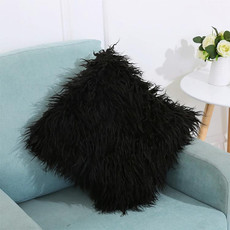 Velvet Long Plush Pillow Cover Popular Square Furry Cover Home Bed Room Decoration Pillowcase, Size: 45 x 45cm(Black)