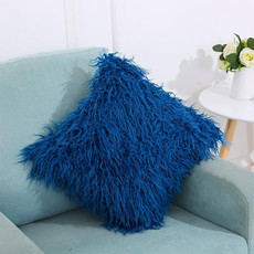 Velvet Long Plush Pillow Cover Popular Square Furry Cover Home Bed Room Decoration Pillowcase, Size: 45 x 45cm(Dark Blue)