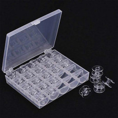 Transparent Plastic Bobbin Sewing Machine Spool Bobbin Box with 25 Bobbins (Transparent)