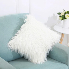 Velvet Long Plush Pillow Cover Popular Square Furry Cover Home Bed Room Decoration Pillowcase, Size: 45 x 45cm(White)