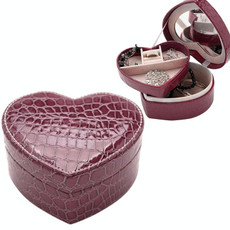 Two-layer Heart Shape Small Jewelry Box Synthetic Leather Rings and Earrings Mirrored Travel Storage Case(Purple) Two-layer Heart Shape Small Jewelry Box Synthetic Leather Rings and Earrings Mirrored Travel Storage Case(Purple)