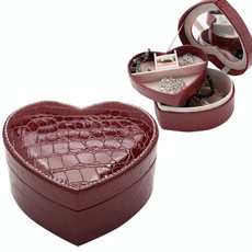 Two-layer Heart Shape Small Jewelry Box Synthetic Leather Rings and Earrings Mirrored Travel Storage Case(Purplish Red) Two-layer Heart Shape Small Jewelry Box Synthetic Leather Rings and Earrings Mirrored Travel Storage Case(Purplish Red)