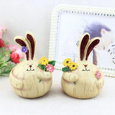 2 PCS Creative Resin Crafts Large Cute Fat Garlic Rabbit Ornaments Home Bar Decoration
