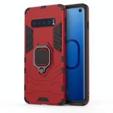 PC + TPU Shockproof Protective Case for Samsung Galaxy S10, with Magnetic Ring Holder(Red)
