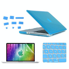 ENKAY for MacBook Pro 15.4 inch (US Version) / A1286 4 in 1 Crystal Hard Shell Plastic Protective Case with Screen Protector & Keyboard Guard & Anti-dust Plugs(Blue)