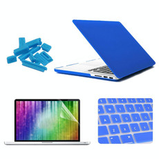 ENKAY for MacBook Pro Retina 15.4 inch (US Version) / A1398 4 in 1 Frosted Hard Shell Plastic Protective Case with Screen Protector & Keyboard Guard & Anti-dust Plugs(Dark Blue)