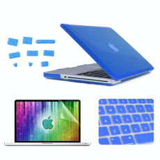 ENKAY for MacBook Pro 15.4 inch (US Version) / A1286 4 in 1 Crystal Hard Shell Plastic Protective Case with Screen Protector & Keyboard Guard & Anti-dust Plugs(Dark Blue)