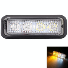 12W 720LM 6500K 577-597nm 4-LED White + Yellow Light Wired Car Flashing Warning Signal Lamp, DC12-24V, Wire Length: 95cm