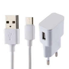 5V 2.1A Intelligent Identification USB Charger with 1m USB to USB-C / Type-C Charging Cable, EU Plug(White)