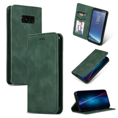 Retro Skin Feel Business Magnetic Horizontal Flip Leather Case for Galaxy S8+(Army Green)