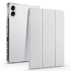 For Honor MagicPad 13 inch 3-folding Transparent TPU Smart Leather Tablet Case(Grey)