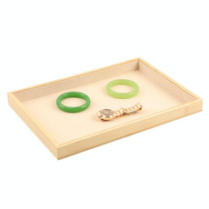 Bamboo Wood Velvet Multi-Functional Jewelry Display Tray Jewelry Storage Box Empty Tray, Style: Velvet (Beige) Bamboo Wood Velvet Multi-Functional Jewelry Display Tray Jewelry Storage Box Empty Tray, Style: Velvet (Beige)