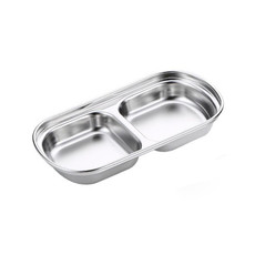 Stainless Steel Square Sauce Dish Hotpot Seasoning Disc Barbecue Tableware, Style: 2 Grid (Silver)