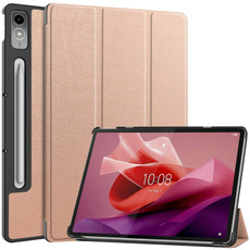 For Lenovo Tab P12/Xiaoxin Pad Pro 12.7 inch Custer Solid Color 3-Fold Stand Leather Tablet Case(Rose Gold) For Lenovo Tab P12/Xiaoxin Pad Pro 12.7 inch Custer Solid Color 3-Fold Stand Leather Tablet Case(Rose Gold)