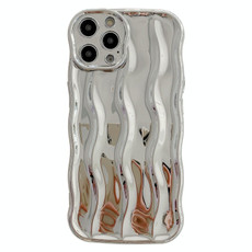 For iPhone 15 Pro Max Wave Texture Bright TPU Phone Case(Silver)
