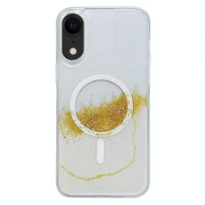 For iPhone XR MagSafe Gilding Hybrid Clear TPU Phone Case(White)