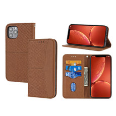 For iPhone 15 Pro Max Woven Texture Stitching Magnetic Leather Phone Case(Brown)