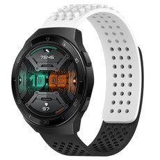For Huawei Watch GT 2E 22mm Holes Breathable 3D Dots Silicone Watch Band(White+Black) For Huawei Watch GT 2E 22mm Holes Breathable 3D Dots Silicone Watch Band(White+Black)