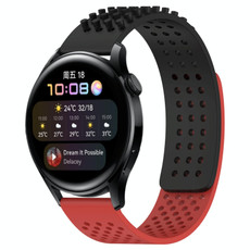 For Huawei Watch 3 22mm Holes Breathable 3D Dots Silicone Watch Band(Black+Red) For Huawei Watch 3 22mm Holes Breathable 3D Dots Silicone Watch Band(Black+Red)