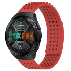 For Huawei Watch GT 2E 22mm Holes Breathable 3D Dots Silicone Watch Band(Red) For Huawei Watch GT 2E 22mm Holes Breathable 3D Dots Silicone Watch Band(Red)