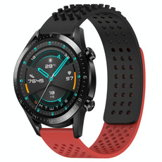 For Huawei GT2 46mm 22mm Holes Breathable 3D Dots Silicone Watch Band(Black+Red) For Huawei GT2 46mm 22mm Holes Breathable 3D Dots Silicone Watch Band(Black+Red)