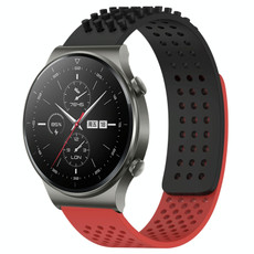 For Huawei GT2 Pro 22mm Holes Breathable 3D Dots Silicone Watch Band(Black+Red) For Huawei GT2 Pro 22mm Holes Breathable 3D Dots Silicone Watch Band(Black+Red)