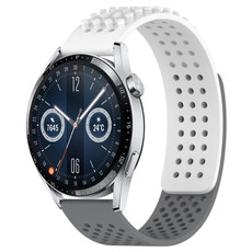 For Huawei Watch GT3 46mm 22mm Holes Breathable 3D Dots Silicone Watch Band(White+Grey) For Huawei Watch GT3 46mm 22mm Holes Breathable 3D Dots Silicone Watch Band(White+Grey)