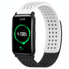 For Honor Watch ES 20mm Holes Breathable 3D Dots Silicone Watch Band(White+Black) For Honor Watch ES 20mm Holes Breathable 3D Dots Silicone Watch Band(White+Black)
