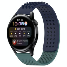 For Huawei Watch 3 22mm Holes Breathable 3D Dots Silicone Watch Band(Midnight Blue+Olive Green) For Huawei Watch 3 22mm Holes Breathable 3D Dots Silicone Watch Band(Midnight Blue+Olive Green)