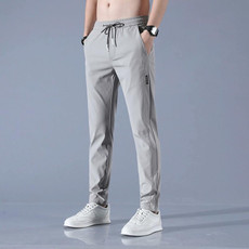 Mens Summer Thin Elastic Waist Pants, Size: XXL(Light Gary)