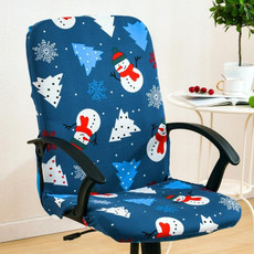 Stretch Chair Cover Office Armrest Lift Computer Chair Seat Cover, Size: L(Happy Christmas Black)