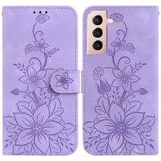 For Samsung Galaxy S21+ 5G Lily Embossed Leather Phone Case(Purple)
