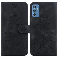 For Samsung Galaxy M52 5G Lily Embossed Leather Phone Case(Black)